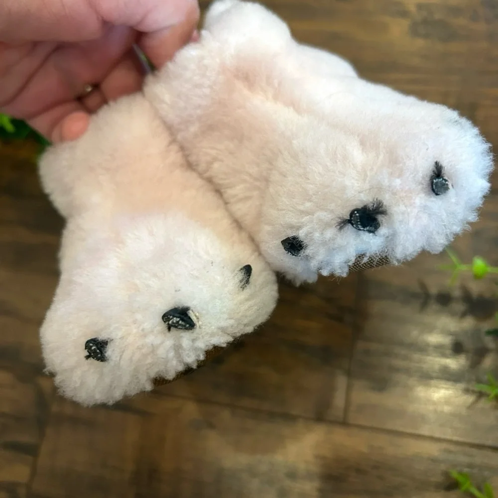 SOREL Bear Paw Slippers Fury Fuzzy Soft Dusy Pink Baby Infant Booties Size 2 - Picture 5 of 7